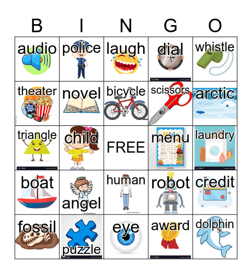 Spelling Bingo Card