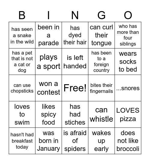 FIND SOMEONE WHO Bingo Card