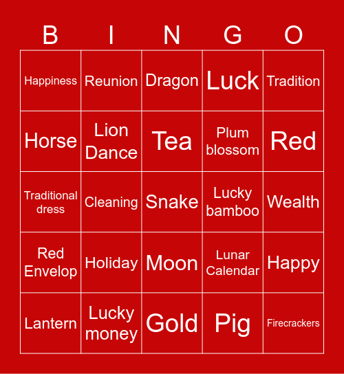 AIA Lunar New Year 2024 Bingo Card