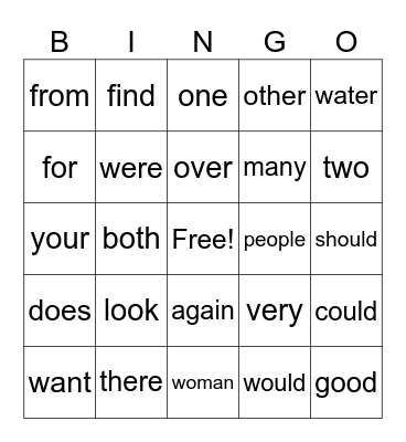 G1 Bingo Card