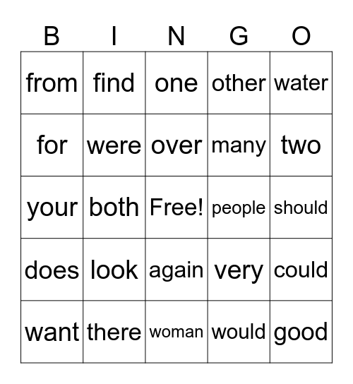 G1 Bingo Card