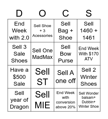 Dr. Martens BINGO Card