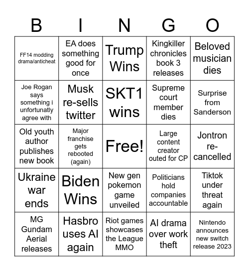 2024 Bingo Brady Bingo Card
