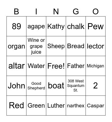 Family Faith 1 Bingo Card