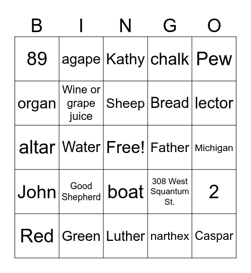Family Faith 1 Bingo Card