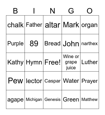 Family Faith 1 Bingo Card