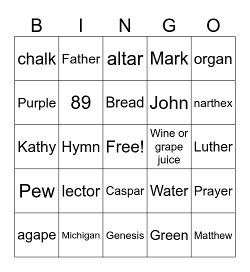 Family Faith 1 Bingo Card