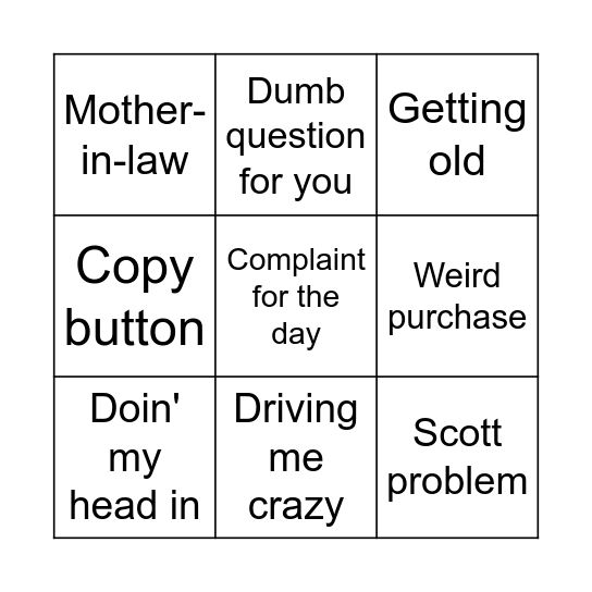 Scottisms Bingo Card