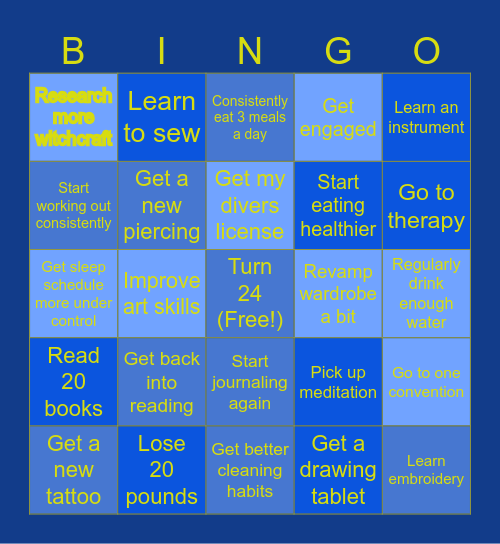 New Years Bingo Card