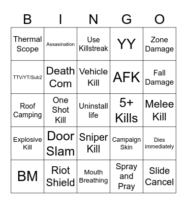 WARZONE BINGO Card