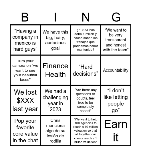 Kickoff Meeting 2024! Bingo Card