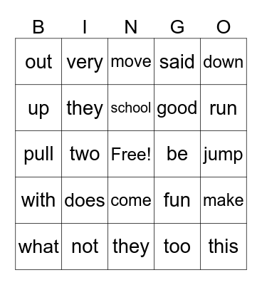 Unit 1 Bingo Card
