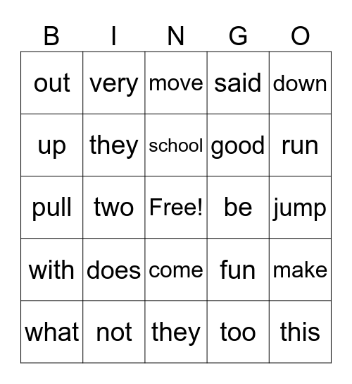 Unit 1 Bingo Card