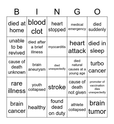 Jab Bingo Card