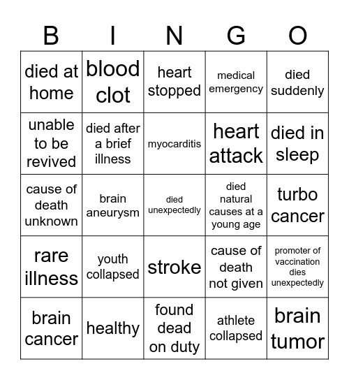 Jab Bingo Card