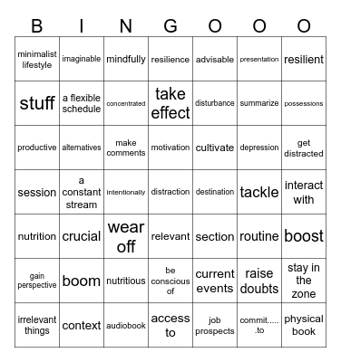 21周复习单7-8 Bingo Card