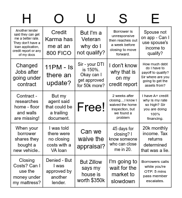 Mortgage Bingo with Kristi Graham Scott Bingo Card