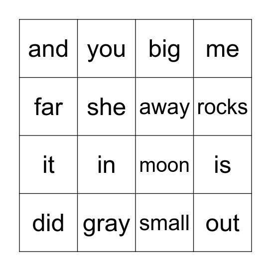 Moon Bingo Card