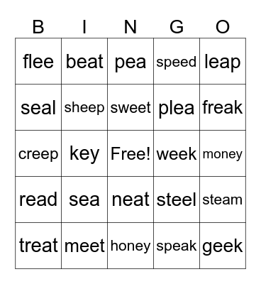ea ee ey Bingo Card