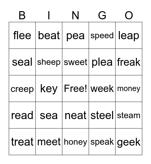 ea ee ey Bingo Card