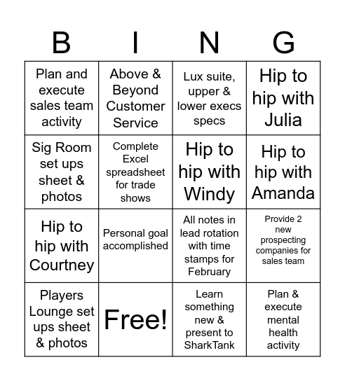 Jake's Bingo Card