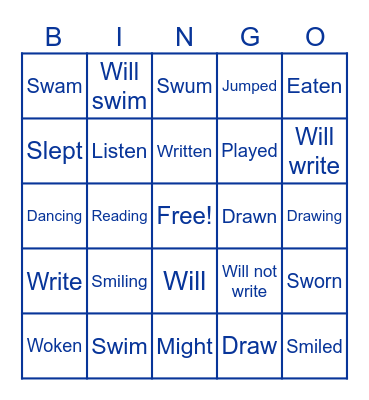 J'Sanique's Verbs Bingo Card