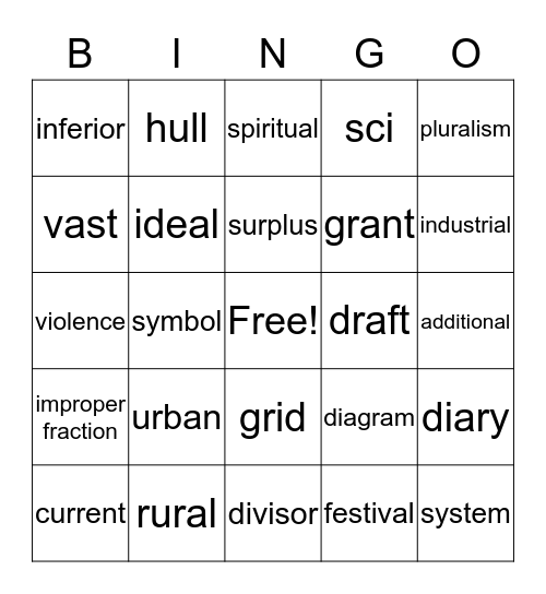 NVL Week 24 Bingo Card