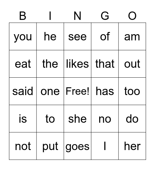 G1 Bingo! Bingo Card