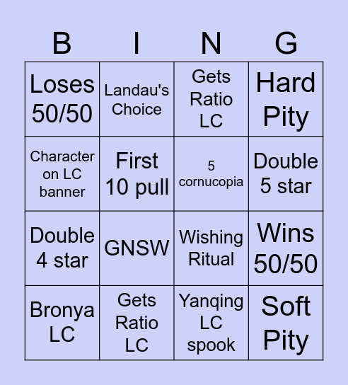 Pls come home crying Bingo Card