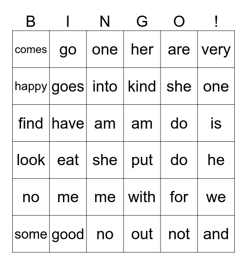 G1A Bingo! Bingo Card