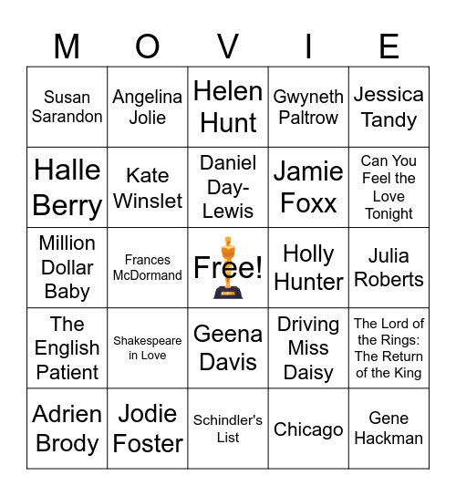 Movie Star BINGO Round 3 Bingo Card