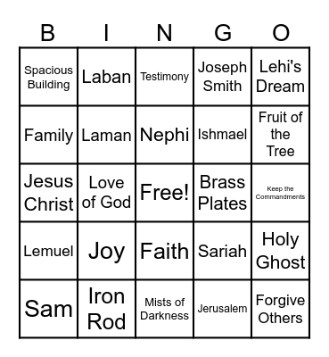 Book of Mormon Bingo Card