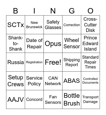 Väderstad Warranty Bingo Card