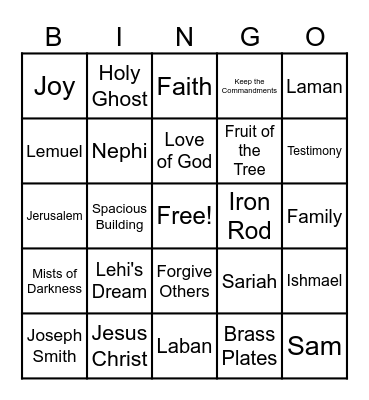 Book of Mormon Bingo Card