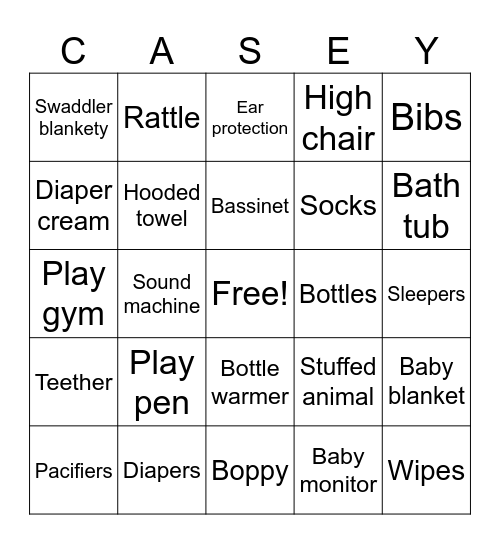 BABY BINGO Card