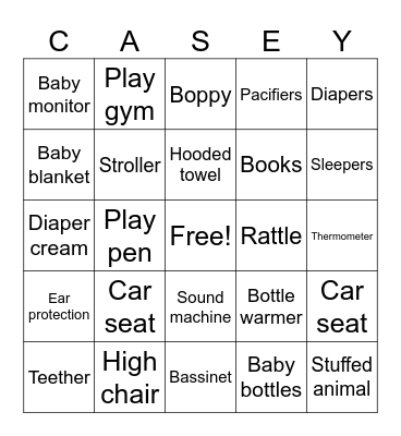 BABY BINGO Card