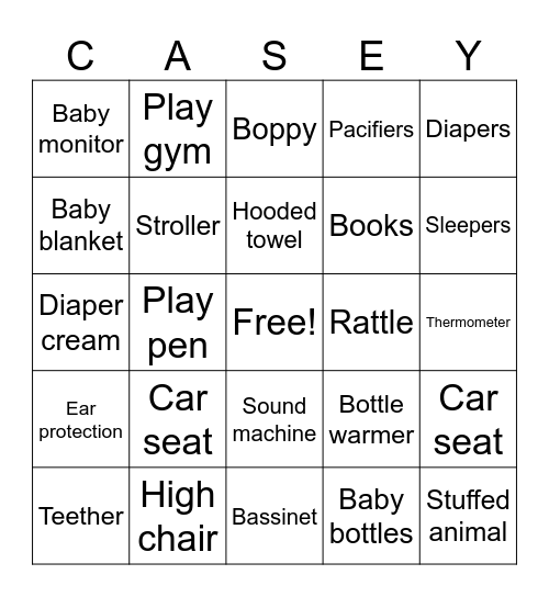 BABY BINGO Card