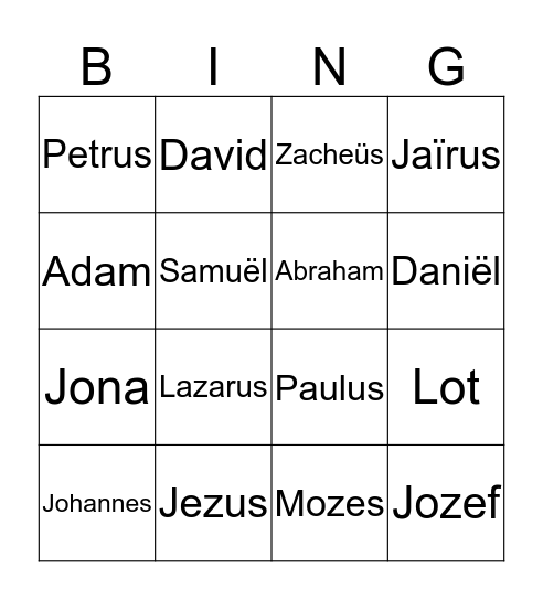 Bingo met mensen uit de bijbel Bingo Card