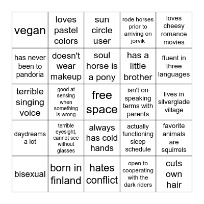 ronja bingo!! Bingo Card