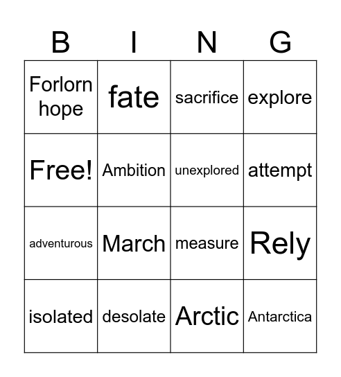 Polar Bingo Card