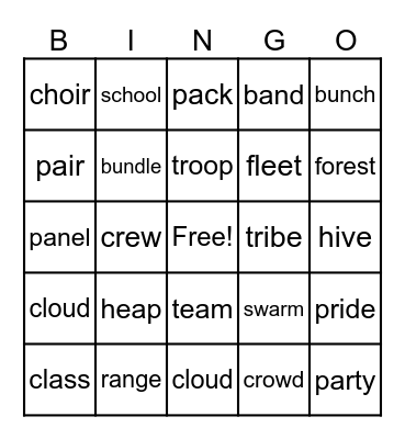 COLLECTIVE NOUNS Bingo Card