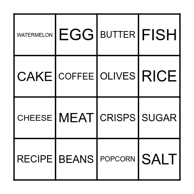 FOOD Bingo Card