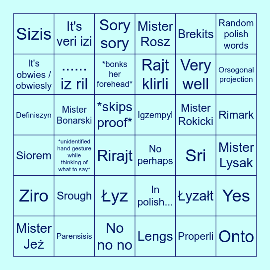 Lewińska Bingo Ultimate Bingo Card