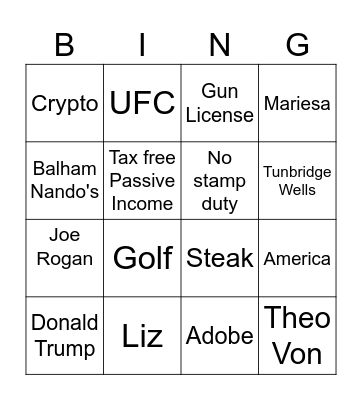 Jacques Bullshit Bingo Card