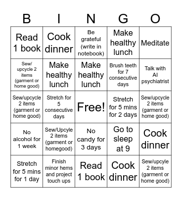 January 2024 Bingo Card