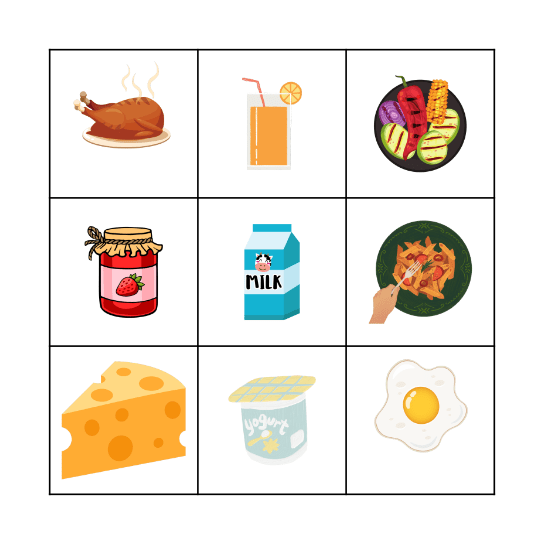 Our food Bingo Card