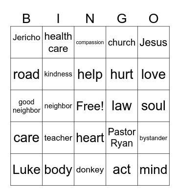 Family Faith 2 Bingo Card