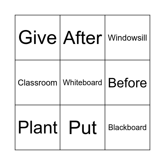 Classroom Bingo Card