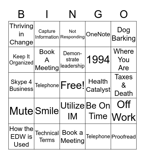 EDW Bingo Card