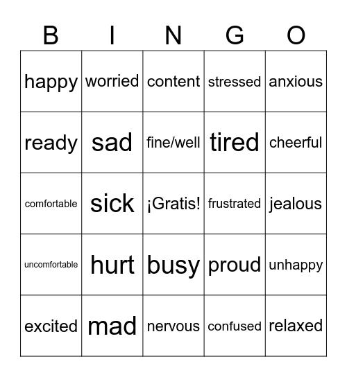 Emociones Bingo Card